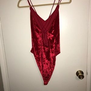 H&M crossback velvet bodysuit